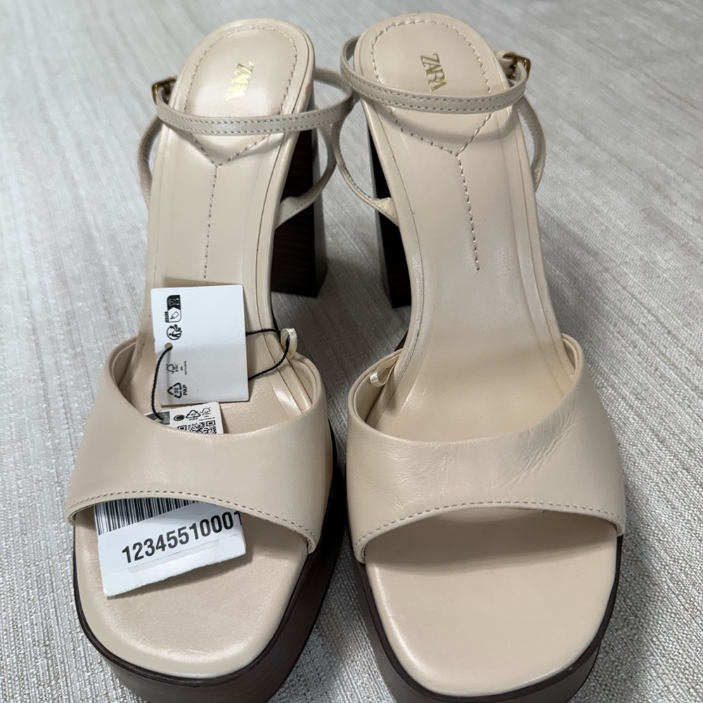 Zara Beige Strappy Heels
